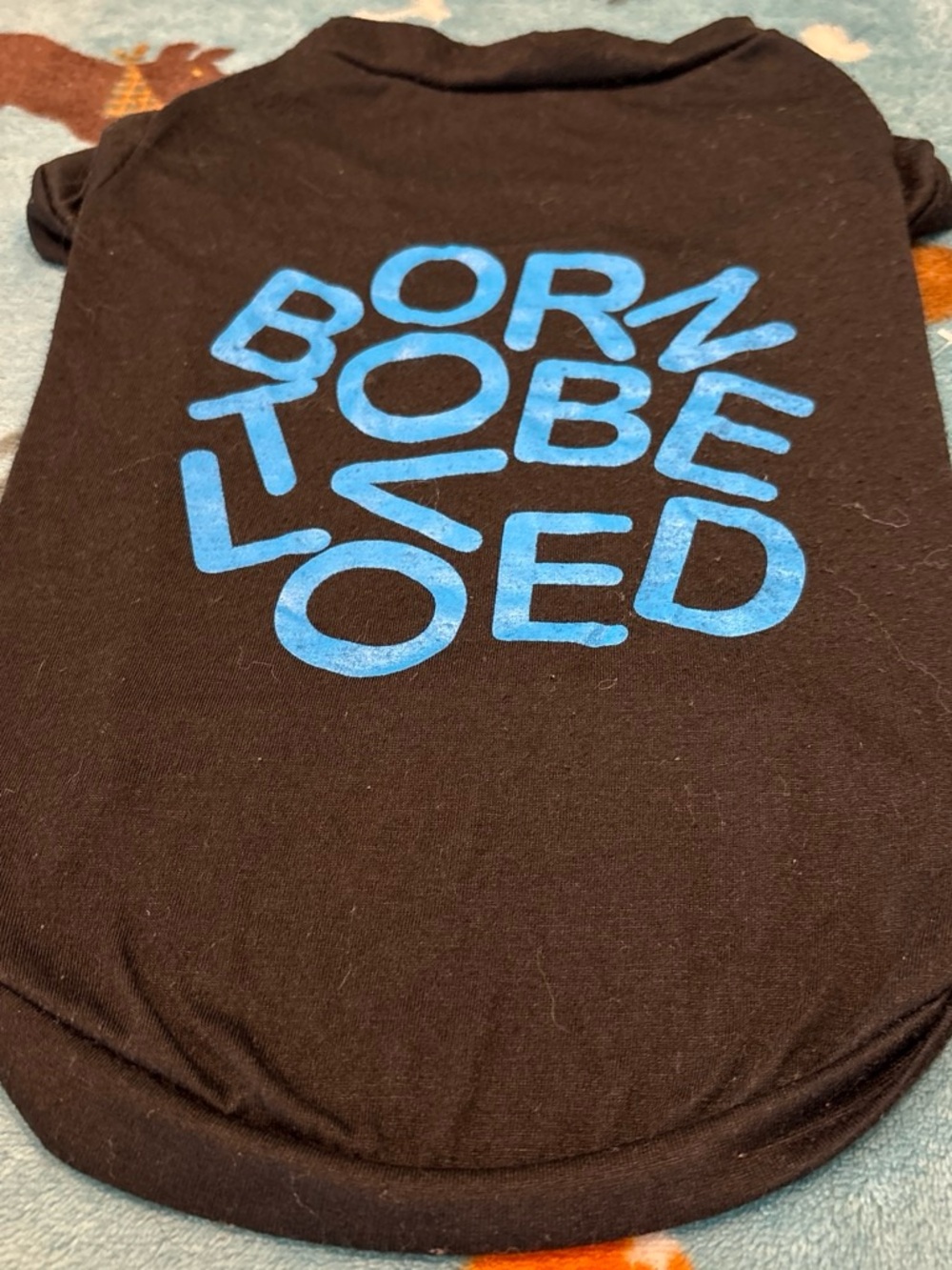 Kids Black One-Piece with Blue 'Born to Be Loved' Graphic medium